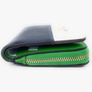 Kate Spade New York Staci Colorblock Small L-Zip Bifold Wallet in Verona Green